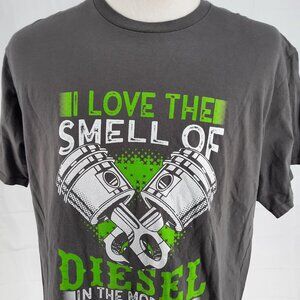 I Love the Smell of Diesel in the Morning Gray T-Shirt Adult Size XL Trucking